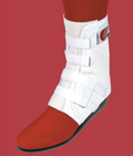 Whirpools & Accessories Fits men's 6-7? and women's 7-9? * Ideal for arthritic patients and others who have difficulty applying a lace-up style brace * Exclusive ANKLE LOK offset panel provides greater leverage so the hook and loop closure straps can be pulled tighter and will stay tighter longer * Heavy-duty triple vinyl laminate construction provides superior ankle support and durability * Includes semi-rigid side stabilizer inserts for additional ankle support * Foam padded interior for greater comfort * Breathable tongue wicks away moisture to keep the ankle cool and dry * Made in the USA with uncompromising quality standards