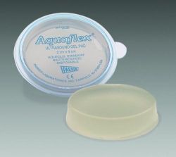 Ultrasound Lotions & Gels * A 2cm x 9cm Bx/6 * aqueous, flexible, disposable ultrasound standoff for use in difficult to visualize and near field areas, or when gels alone won't do * Disposability eliminates the risk of cross contamination in diagnostic and therapeutic ultrasound procedures * Requires no gel, except in prolonged procedures * Requires only gentle, even pressure * Disposable Cushions sensitive areas * Hypoallergenic, bacteriostatic * Easy to use *