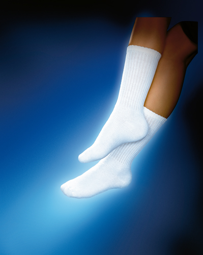 Socks Jobst Sensifoot Diabetic Sock 8-15 mmHg Crew Mild Compression Socks * Ultimate comfort and protection available in a unisex, mid-calf diabetic sock * Mild, non-constricting gradient pressure prevents sliding, bunching, or wrinkles * This support sock stays in place * Dense padding in the foot, heel, and toe reduces friction and provides cushioning for extra comfort * Non-irritating, smooth, flat toe seams reduce irritation and pressure on sensitive toes and skin, preventing skin abrasions * Antimicrobial finish helps prevent growth of bacteria and fungi on the sock, helping to eliminate unpleasant foot odors * Moisture wicking acrylic fibers help keep feet cool and dry throughout the day * Machine wash in a mesh laundry bag or hand wash with warm water using a mild soap or detergent designed for compression stockings * Machine dry on low heat * Latex free, 80% acrylic, 17% nylon, 3% lycra * 8-15 mmHg Mild Gradient Compression Indication Guide: * Discomfort from spider veins * Relief from minor leg swelling * Relief of tired aching legs * Relief of leg discomfort during pregnancy * Minor varicose veins
For wear following sclerotherapy * Helps Prevent DVT (Deep Vein Thrombosis) * Large * White * Shipping Carton Size: 12