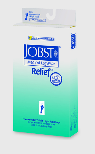 Jobst Relief 20-30 T Thigh High (Closed Toe) with silicone band * Black * 20-30 mmhg * Small * Ankle Circ. 7