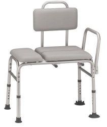 Transfer Benches Knocked Down with tool free removable arm and back * Comfortable cushioned seat and backrest * 1