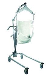 Patient Lifters, Slings, Parts * Weight Capacity 450 Lbs. * Chrome-plated steel construction provides maximum strength * 6 point cradle design * Safely raises or lowers individuals from any stationary position * High performance hydraulics raise or lower individuals gradually and safely * Easy to operate caster brakes provide additional security * Adjustable width base * Includes sling chains * Limited Lifetime Warranty (frame) * 1 Year Limited Warranty (pump) * Boom Maximum Height 70