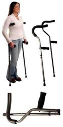 Crutches - Aluminum Short
* Spring assist/shock absorbing sytem:
- Abosrbs the impact when walking
- Returns the energy positively in forward motion
- Provides comfort even in the uneven places
* Anatomical handle:
- Keeps wrist and hand in their natural position
- Reduces damage to the carpal tunnel in the wrist & hand
* The sleek design and extra cushion eliminates under arm jamming
* Convenient folding system allows you to fold and store the crutches
* Weight capacity: 400 lbs
* Height adjustment:
- 1457: 49