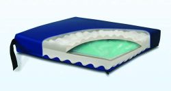 Cushions - Gel * High-density convoluted foam promotes air-circulation and combines with a dual-chamber gel pod providing superior pressure relief and comfort
* Low Shear, anti-microbial, and fire-resistant fabric all incorporated into one fluid-proof removable cover
* Slip-resistant bottom with Velcro? straps help keep cushion in place
* Meets CAL 117 standards