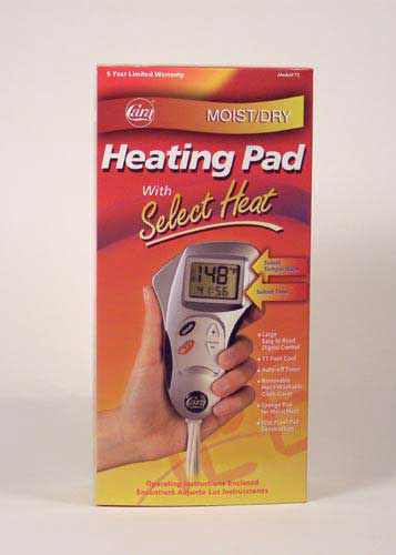 Heating Pads * Programmable Digital Heating Pad
* Temperature and time of use can be programmed for each use
* Large easy to read LCD display
* 11 foot cord
* Auto off timer
* Removable, hand washable cloth cover, sponge pad for moist heat, wet proof pad construction
* HCPCS Suggested Code: E0215