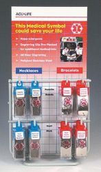 Identification Jewel Countertop Display * Display contains 12 Necklace & 12 Bracelet I.D. Consisting of: 3ea - Diabetic, Pennicillin, Heart Patient, Blank Necklaces & Bracelets. *
Shipping Carton Size: 12