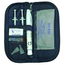 Overbed Tables * The most compact way to organize and carry insulin pens, bottles or pre-drawn syringes
* A refreezable gel pack provides cooling for enhanced protection (included)
* Can be carried by hand, in your purse or a briefcase
* Durable nylon - hand washable
* Easy-view mesh pockets
* Holds swabs & pen needles
* Dimensions: 6.5