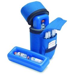 Diabetic Accessories Blue Insulin protector case * Insulated case keeps cooler cold for up to 16 hours * Keeps insulin potent * Attractive durable case * Case includes pockets for syringes, prep pads and more * 8
