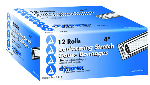 Generic Gauze Sponge Stretch Gauze Bandages Sterile *Highly absorbent gauze roll is non-linting and ravel free to keep the wound site clean *Sterile bandages are packed in peel-open poly pouches for aseptic handling *Material is polyester *Packed in convenient, sturdy dispenser boxes *4.1 yards, stretched *Stretch Gauze Bandage Roll Sterile - 4