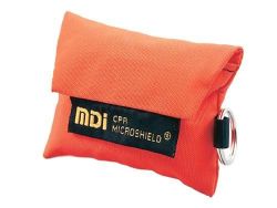 CPR Barrier Masks Orange * A CPR MicroshieldTM with one-way valve on a key chain in a handy nylon case * Latex-free