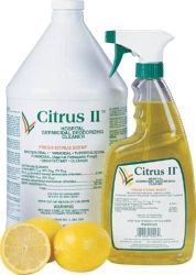Disinfectants - Hard 22 oz Spray* Citrus II? Hospital Germicidal Deodorizing Cleaner is designed specifically as a general non-acid ready-to-use cleaner and disinfectant * Meets OSHA Bloodborne Pathogen Standard for: HIV, HBC, HCV, and HAV * Safe to use non-flamable formula * Non-alcohol formula * Effective against strains of antibiotic resistant bacteria * Kills many bacteria in 3 minutes or less * Kills Tuberculosis in 5 minutes *