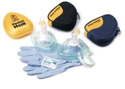 CPR Masks & Accessories * Masks include a one-way valve
* No O2 inlet
* Prevents mouth-to-mouth contact with victim?s face
* Facilitates a patient airway. Combines
moderate head tilt, jaw lift and opening of the mouth
* More effective ventilation through mouth and nose simultaneously
* Leakproof seal