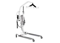 Patient Lifters, Slings, Parts Battery powered patient lift * Ergonomically designed to make the patient transfer as simple as possible * Designed to provide the utmost in safety, comfort and affordability to the caregiver and patients * Lift/Lower emergency backup system * Interchangeable battery system * Foot pedal base opening for wheelchair/commode access * Large easy grip handles * Low 4.5