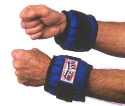 Wrist & Ankle Cuffed 4 Lb. weight is adjustable in 1/5 Lb. increments - includes 20 individual 1/2 Lb. metal weights * Sold individually - not in pairs * Unisize * Cushioned flaps keep weights secure * Poly bagged
