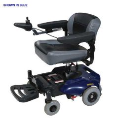 Wheelchair - Transpo Blue * For indoor and outdoor use * Adjustable height and angle footplate * Breaks down into 4 easy to assemble/disassemble parts * Features 