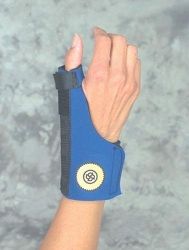 Thumb Braces & Support Excellent Retail Packaging! * Blue plus neoprene for warmth and comfort * Supports yet allows for good grip * Flexible stay to keep thumb in neutral position * Fits left or right * Measurement is around wrist * Latex Free *