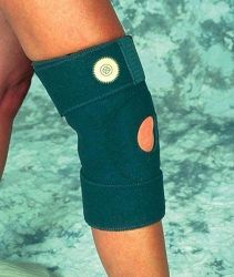 Knee Supports &Brace UNIVERSAL * Excellent Retail Packaging! * Wrap around knee with reinforced patella for additional support * Hook receptive pile * Black neoprene warmth, comfort, and support * Fits either knee * Measurement is universal * Latex Free * Comes with 2 adjustable velcro straps * Maximum thigh circumference: 24