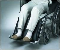 Wheelchair - Accesso New E-Z clip buckles and straps simplify attachment * Prevents resident?s feet from slipping off footrests * Foam-padded, rigid-backed leg pad * Serves as leg rest when footrests are in the raised position * Covered in durable, wipe-clean vinyl *