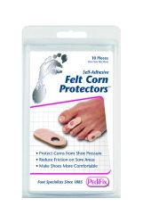 Callous, Corn & Wart Removers * The Podiatrists?s Choice? to protect corns from shoe pressure and friction
* Self-adhesive backings keep these durable Felt pads securely in place
* Scissor-trimmable for a custom fit
* One size fits most