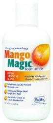 Foot Sprays, Balm, Lotions Instantly Moisturizes Skin With Healthy Nutrients * 8 Oz. * Mango Magic Foot Lotion quickly absorbs into skin to soothe and soften rough, dry feet * Its non-greasy, salon formula features mineral oil, aloe vera, vitamin E, lanolin and urea to nourish skin while it stimulates the senses with the tropical-fresh scent of mangos * Works great as a body lotion too *