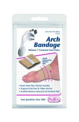 Arch Cushions * Ease fallen arches, flat feet and related heel, toe, ball-of-foot or bunion pain
* This soft elastic bandage gently compresses the midfoot to provide support and stability
* Makes shoes more comfortable
* Interchangeable for left or right foot
* Retail packaging