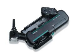 Diagnostics Full-featured ophthalmoscope and fiber-optic otoscope integrated into one, easy-to-use instrument * Fold-away design keeps instruments protected on the go * Halogen illumination gives brighter, whiter, long-lasting light * Instrument heads swivel for easy access from any position * Powered by 2