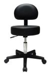 Pneumatic Doctors Stool Black W/Back Rest W/O Foot Ring